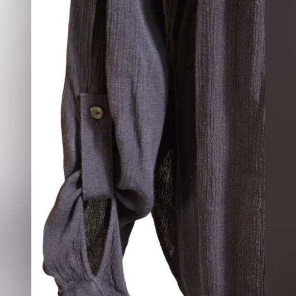 Candies Sheer V-neck Roll-up sleeves ties in front Top Size Large BNWT - Picture 3 of 6